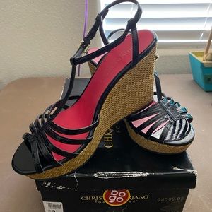 Gently used open toe wedges, with original box